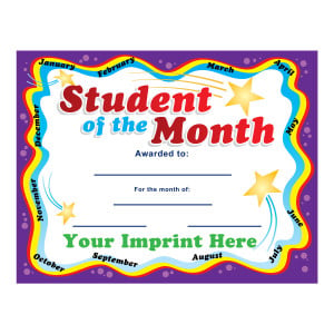 Custom 8.5" x 11" Certificate - Student of the Month 2