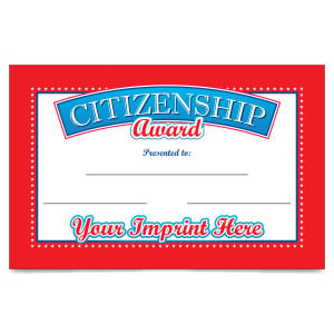 Custom 5.5" x 8.5" Certificate- Citizenship Award