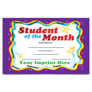 Custom 5.5" x 8.5" Certificate- Student of the Month 2