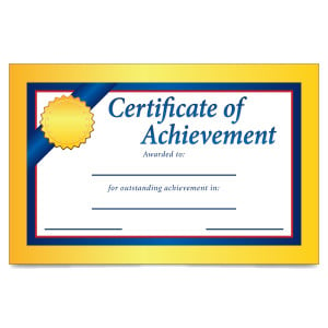 Custom 5.5" x 8.5" Certificate- Certificate of Achievement