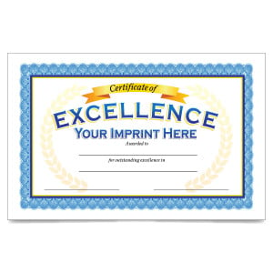 Custom 5.5" x 8.5" Certificate- Certificate of Excellence