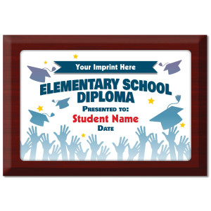 Custom Plate Plaque - Elementary School Diploma (Caps)