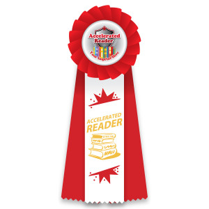 Custom Rosette Ribbon with Button Insert - Accelerated Reader