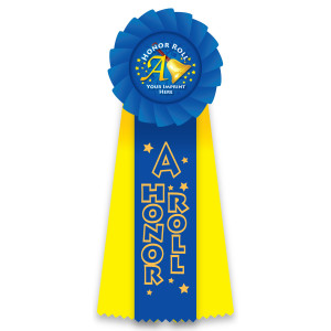 Custom Rosette Ribbon with Button Insert - A Honor Roll