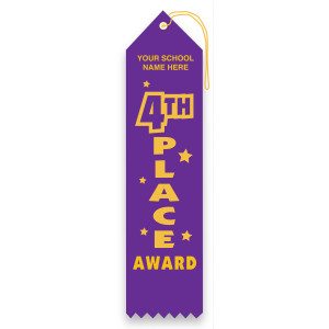 Imprinted Carded Ribbon - 4th Place Award
