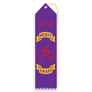 Imprinted Carded Ribbon - Merit Award