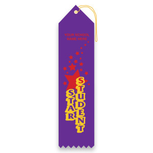 Imprinted Carded Ribbon - Star Student