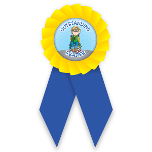 Econo Rosette Ribbon with Button Insert - Outstanding Reader