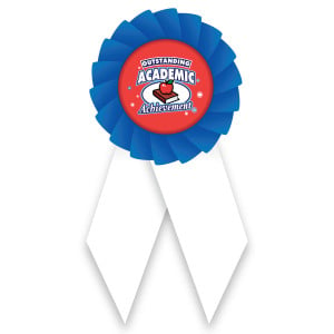 Econo Rosette Ribbon with Button Insert - Outstanding Academic Achievement