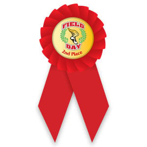 Econo Rosette Ribbon with Button Insert - Field Day, 2nd Place