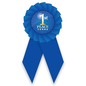 Econo Rosette Ribbon with Button Insert - 1st Place Award