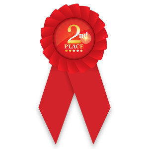 Econo Rosette Ribbon with Button Insert - 2nd Place Award