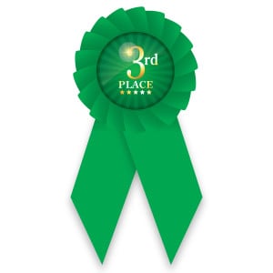 Econo Rosette Ribbon with Button Insert - 3rd Place Award
