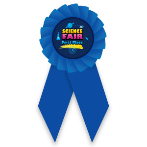 Econo Rosette Ribbon with Button Insert - Science Fair, 1st Place