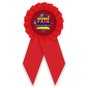Econo Rosette Ribbon with Button Insert - Science Fair, 2nd Place