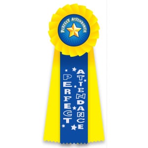 Rosette Ribbon with Button Insert - Perfect Attendance