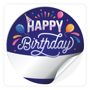 Round Sticker with Writable Space - Happy Birthday 