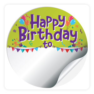 Round Sticker with Writable Space - Happy Birthday (Green)