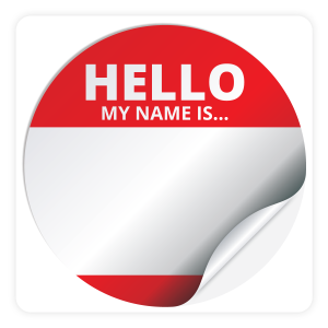 Round Sticker with Writable Space - Hello My Name is (Red)