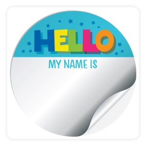 Round Sticker with Writable Space - Hello My Name is 