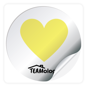 Round Sticker - Teamology (Yellow Heart)