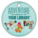 2" Circle Brag Tags - Adventure Begins at Your Library (Wheels)