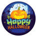 2" Circle Brag Tags - Happy Halloween (Pumpkin)